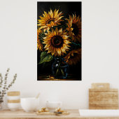 Moody Sunflower Art - Floral Poster (Keuken)