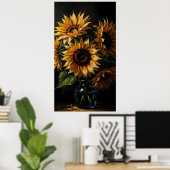 Moody Sunflower Art - Floral Poster (Thuiskantoor)