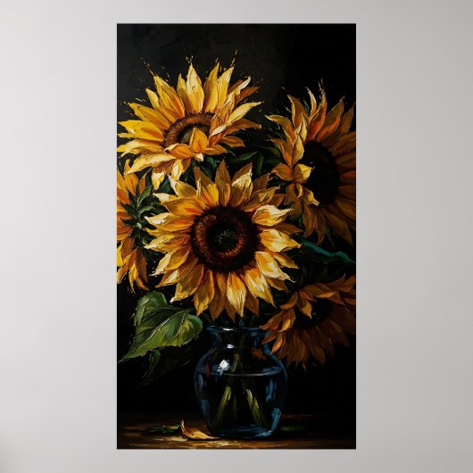 Moody Sunflower Art - Floral Poster (Voorkant)