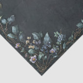 Moody Teal Botanische Bronzen Wijnstok Frame Tissuepapier (Detail)