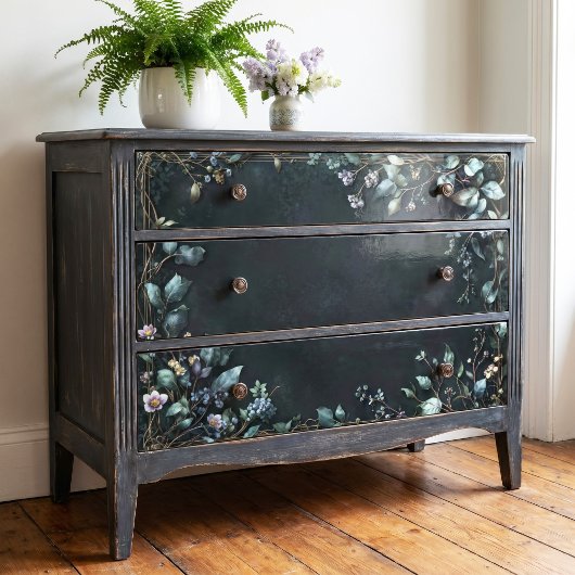 Moody Teal Botanische Bronzen Wijnstok Frame Tissuepapier