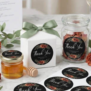 Moody Terracotta Bloem Boho Bruiloft Ronde Sticker