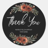 Moody Terracotta Bloem Boho Bruiloft Ronde Sticker (Voorkant)