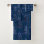 Moody Tree patroon | Classy Navy Blue Kerstmis Bad Handdoek (Insitu)