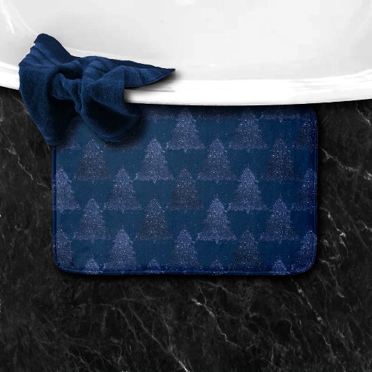 Moody Tree patroon | Classy Navy Blue Kerstmis Badmat