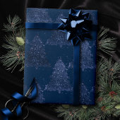 Moody Tree patroon | Classy Navy Blue Kerstmis Cadeaupapier
