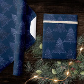 Moody Tree patroon | Classy Navy Blue Kerstmis Cadeaupapier