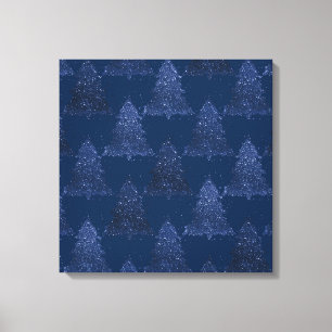 Moody Tree patroon   Classy Navy Blue Kerstmis Canvas Afdruk
