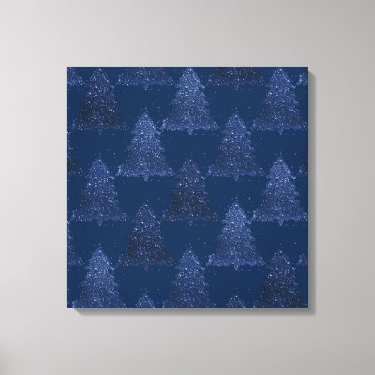 Moody Tree patroon | Classy Navy Blue Kerstmis Canvas Afdruk (Voorkant)