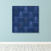 Moody Tree patroon | Classy Navy Blue Kerstmis Canvas Afdruk (Insitu (Houten vloer))