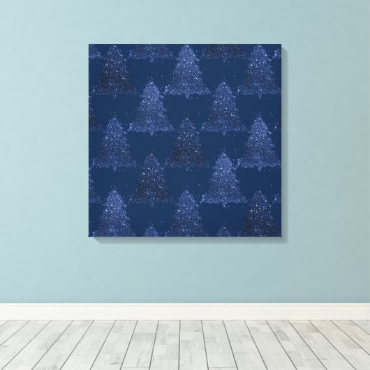 Moody Tree patroon | Classy Navy Blue Kerstmis Canvas Afdruk (Insitu (Houten vloer))