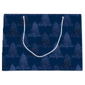 Moody Tree patroon | Classy Navy Blue Kerstmis Groot Cadeauzakje (Voorkant)