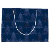 Moody Tree patroon | Classy Navy Blue Kerstmis Groot Cadeauzakje (Achterkant)