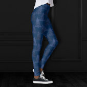 Moody Tree patroon | Classy Navy Blue Kerstmis Leggings