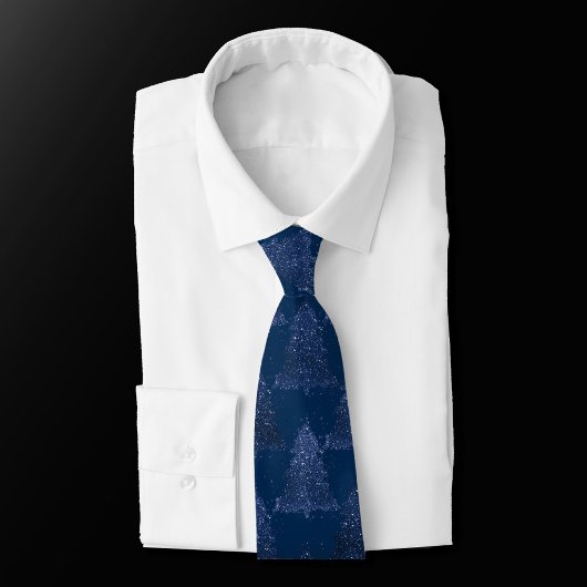 Moody Tree patroon | Classy Navy Blue Kerstmis Stropdas