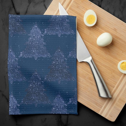 Moody Tree patroon | Classy Navy Blue Kerstmis Theedoek