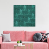 Moody Tree patroon | Dark Midnight Blauwgroen kers Canvas Afdruk (Insitu (Woonkamer))