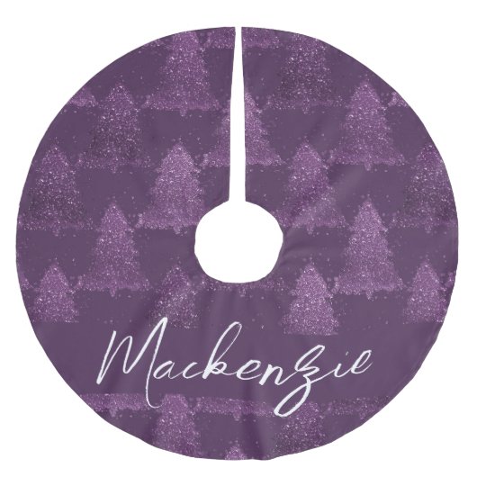 Moody Tree patroon | Deep Plum Paarse Custom Kerstboom Rok (Voorkant)