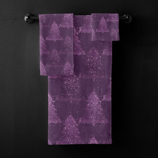 Moody Tree patroon | Deep Plum Paarse Kerstmis Bad Handdoek