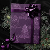 Moody Tree patroon | Deep Plum Paarse Kerstmis Cadeaupapier