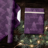 Moody Tree patroon | Deep Plum Paarse Kerstmis Cadeaupapier