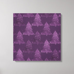Moody Tree patroon   Deep Plum Paarse Kerstmis Canvas Afdruk