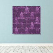 Moody Tree patroon | Deep Plum Paarse Kerstmis Canvas Afdruk (Insitu (Houten vloer))