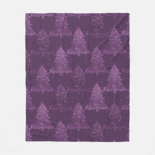 Moody Tree patroon | Deep Plum Paarse Kerstmis Fleece Deken (Voorkant)
