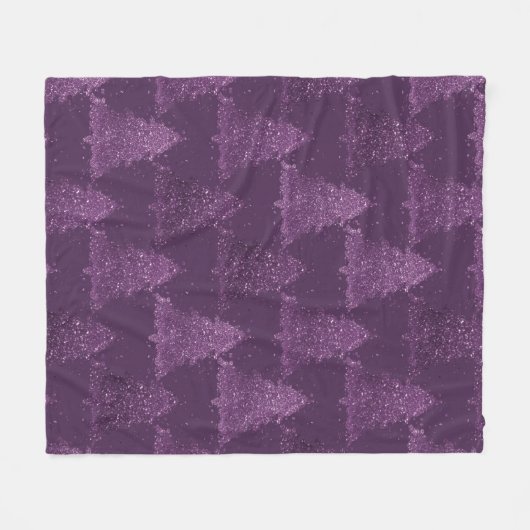 Moody Tree patroon | Deep Plum Paarse Kerstmis Fleece Deken (Voorkant (Horizontaal))