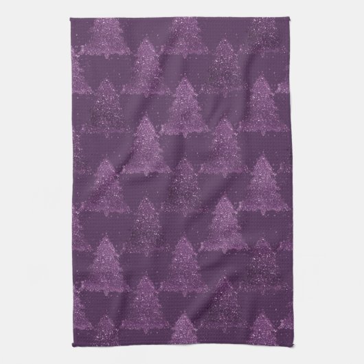 Moody Tree patroon | Deep Plum Paarse Kerstmis Theedoek (Verticaal)