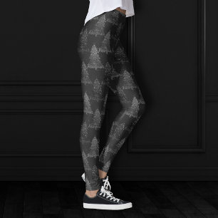 Moody Tree patroon Onyx Zilver Zwart Kerstmis Leggings