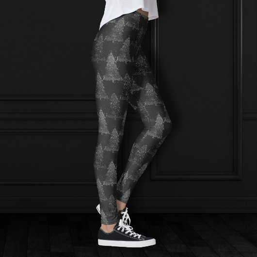 Moody Tree patroon | Onyx Zilver Zwart Kerstmis Leggings