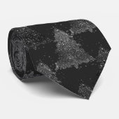 Moody Tree patroon | Onyx Zilver Zwart Kerstmis Stropdas (Opgerold)