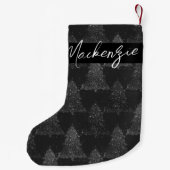 Moody Tree patroon | Onyx zilverachtig zwart op ma Kleine Kerstsok (Achterkant)