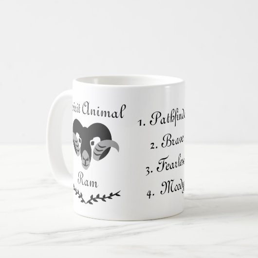 Moody Tribal Aries Totem Spirit Animal Coffee Mok (Voorkant links)