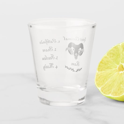 Moody Tribal Aries Totem Spirit Animal Shot Glas (Achterkant)