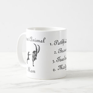 Moody Tribal Ram Totem Spirit Animal Coffee Mok