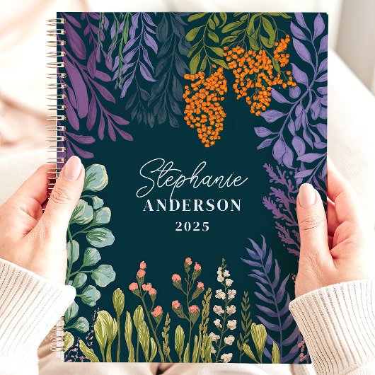 Moody Tropical Botanical Floral Custom Name Planner