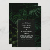 Moody Tropical Monstera Wedding Invitation Kaart (Voorkant / Achterkant)