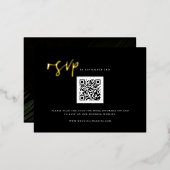 Moody Tropics Bruiloft QR Code RSVP Folie Kaart (Voorkant / Achterkant)