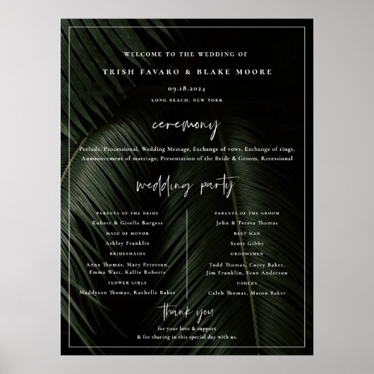 Moody Tropics Huwelijksprogramma Poster (Voorkant)