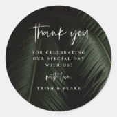 Moody Tropics Wedding Bedankt Ronde Sticker (Voorkant)