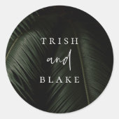 Moody Tropics Wedding Envelope Seal Ronde Sticker (Voorkant)