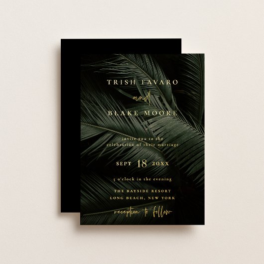 Moody Tropics Wedding Folie Uitnodiging