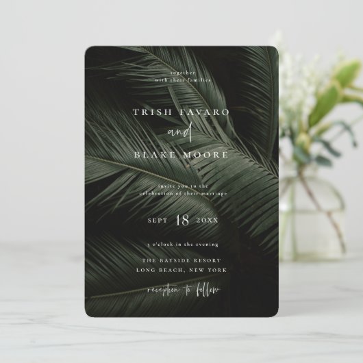 Moody Tropics Wedding Kaart (Staand voorkant)