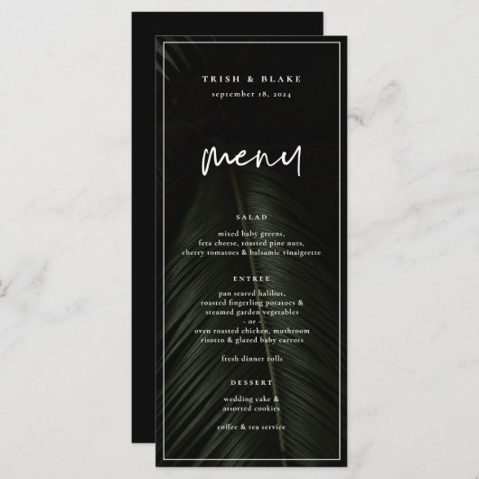 Moody Tropics Wedding Menu (Voorkant / Achterkant)