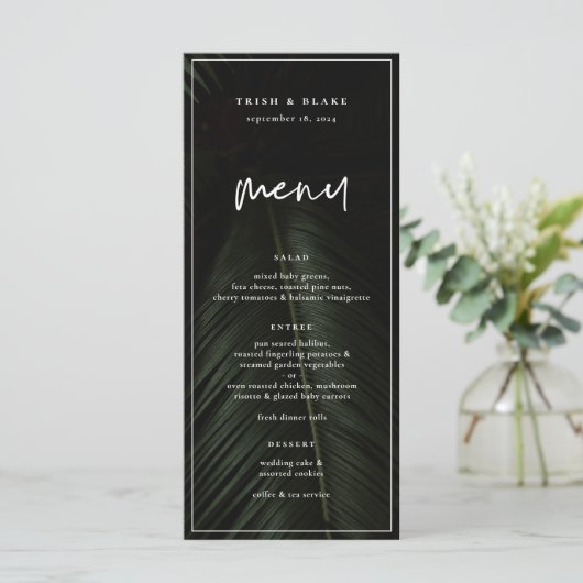 Moody Tropics Wedding Menu (Staand voorkant)