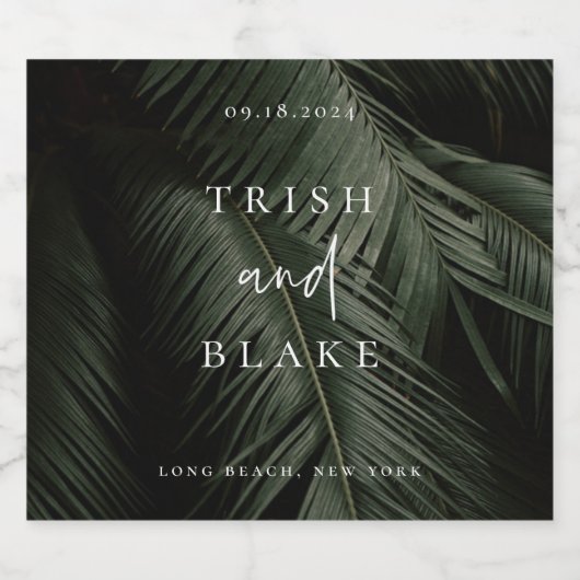 Moody Tropics Wedding Sparkling Wijnetiket (Enkel label)