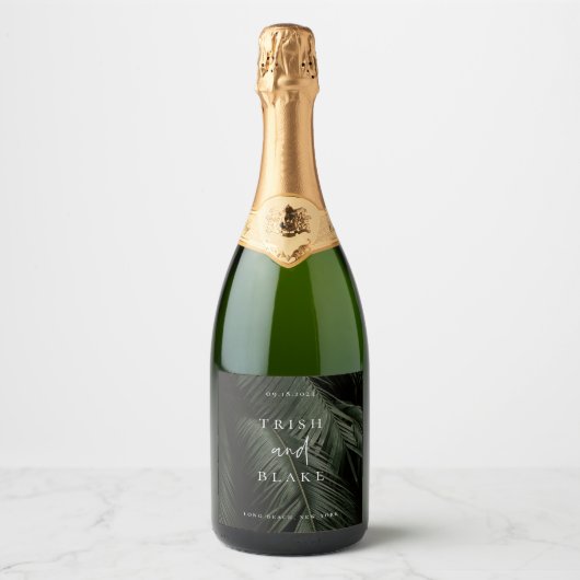 Moody Tropics Wedding Sparkling Wijnetiket (Voorkant)