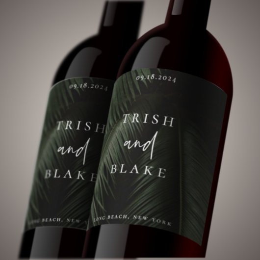 Moody Tropics Wedding Wijn Etiket